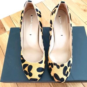 Via Spiga | Calf hair cheetah print block heel